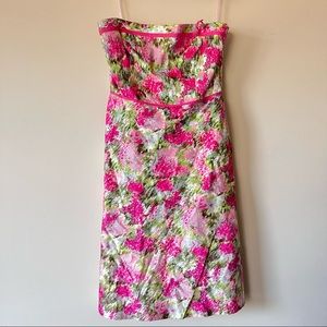 Liz Claiborne Floral Fit Flare Strapless Dress Size